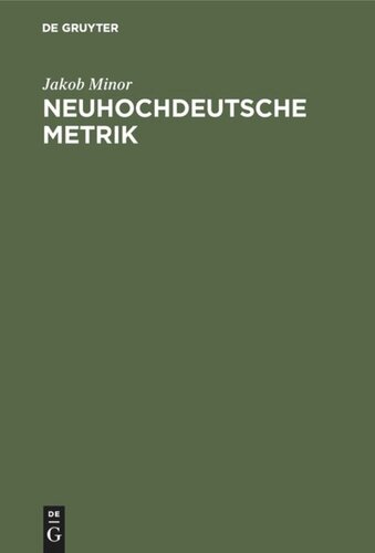 Neuhochdeutsche Metrik: Ein Handbuch