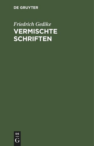 Vermischte Schriften