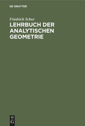 Lehrbuch der Analytischen Geometrie