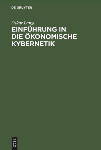 Einführung in die ökonomische Kybernetik