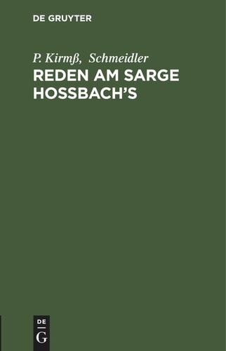 Reden am Sarge Hoßbach’s