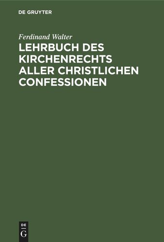 Lehrbuch des Kirchenrechts aller christlichen Confessionen