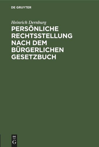 Persönliche Rechtsstellung nach dem Bürgerlichen Gesetzbuch