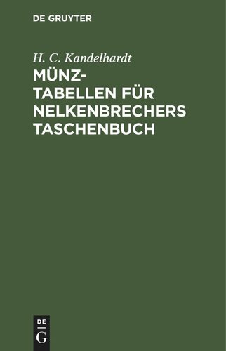 Münz-Tabellen für Nelkenbrechers Taschenbuch