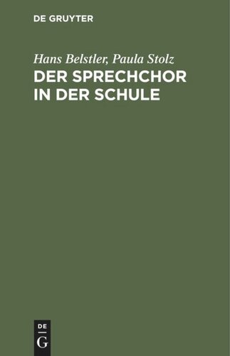 Der Sprechchor in der Schule