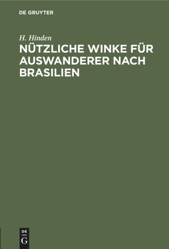 Nützliche Winke für Auswanderer nach Brasilien