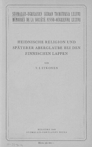 Heidnische Religion und späterer Aberglaube bei den finnischen Lappen