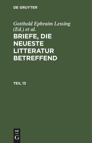 Briefe, die neueste Litteratur betreffend: Teil 13