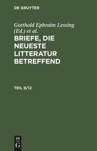 Briefe, die neueste Litteratur betreffend: Teil 9/12