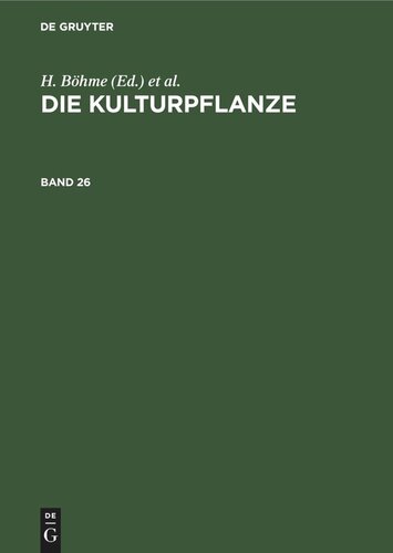 Die Kulturpflanze: Band 26