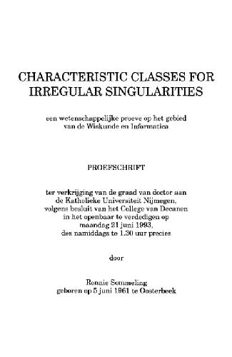 Characteristic classes for irregular singularities in diff. algebra (phd thesis 1993)