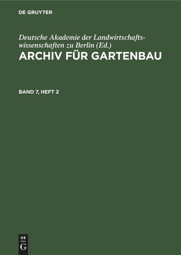 Archiv für Gartenbau: Band 7, Heft 2