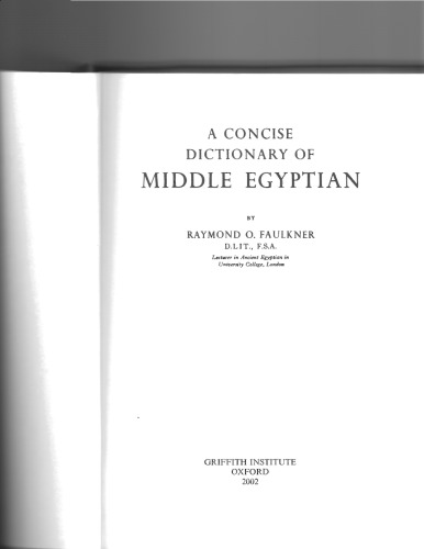 Concise Dictionary of Middle Egyptian