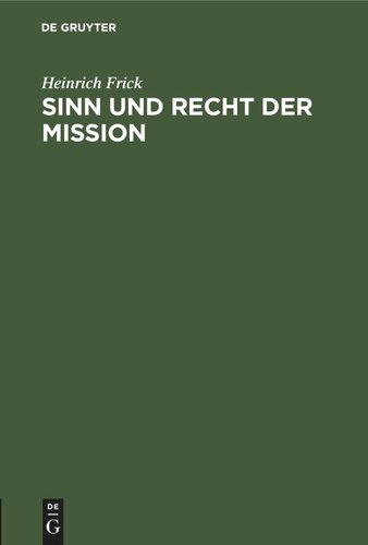 Sinn und Recht der Mission