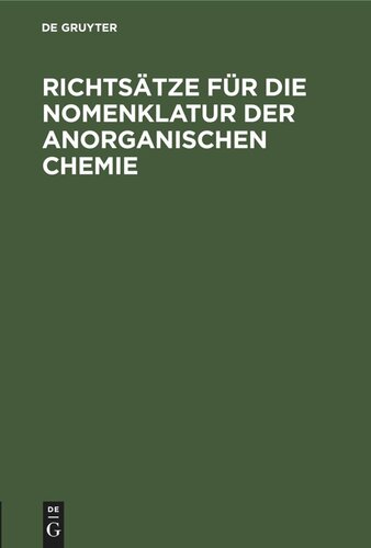 Richtsätze für die Nomenklatur der anorganischen Chemie