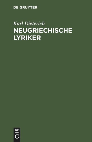 Neugriechische Lyriker