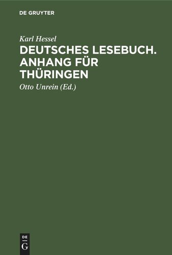 Deutsches Lesebuch. Anhang für Thüringen