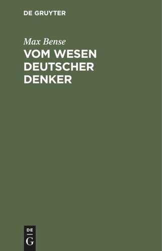 Vom Wesen deutscher Denker: Oder zwischen Kritik und Imperativ