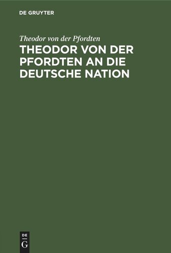 Theodor von der Pfordten an die Deutsche Nation: Zum 9. November 1933