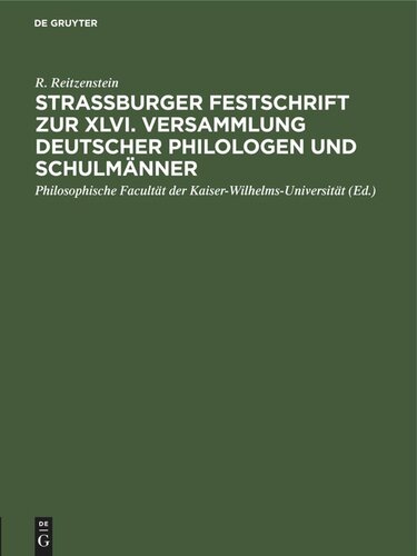 Strassburger Festschrift zur XLVI. Versammlung Deutscher Philologen und Schulmänner: Scipio Aemielianus und die stoische Rhetorik