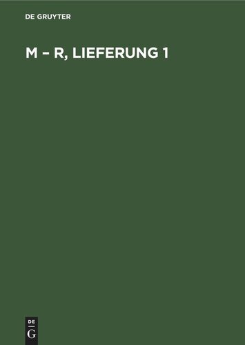 M – R, Lieferung 1: BLHEN-B, Band 7b, Teil 6