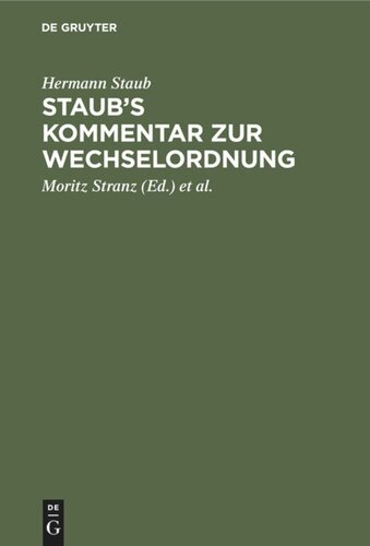 Staub's Kommentar zur Wechselordnung