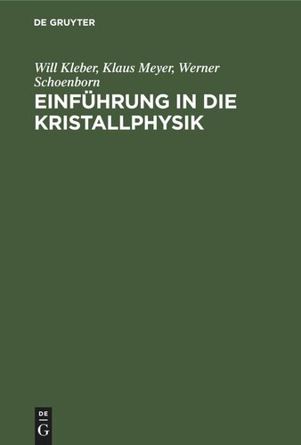 Einführung in die Kristallphysik