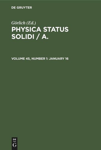 Physica status solidi / A.: Volume 45, Number 1 January 16