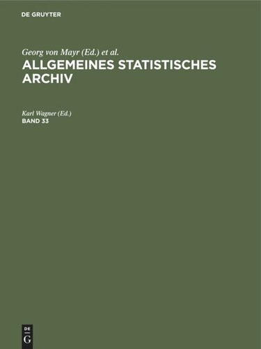 Allgemeines Statistisches Archiv: Band 33