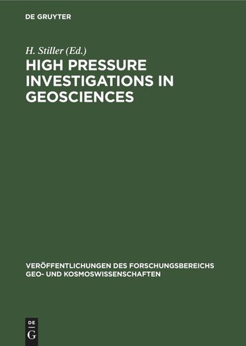 High Pressure Investigations in Geosciences: CAPG project 3: Physical properties of mineral systems under thermodynamic conditions of the Earth's interior and models of the Earth's structure