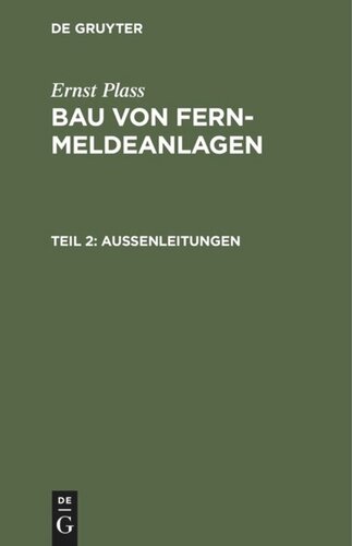 Bau von Fernmeldeanlagen: Teil 2 Außenleitungen