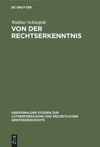 Von der Rechtserkenntnis: Eine metaphysische Studie