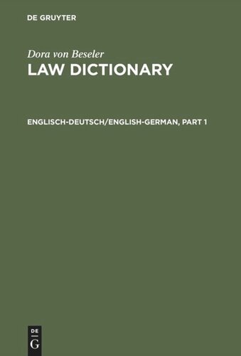 Law Dictionary: Englisch-Deutsch/English-German