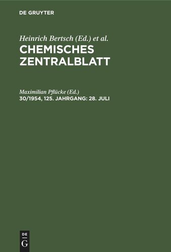 Chemisches Zentralblatt: 30/1954, 125. Jahrgang 28. Juli