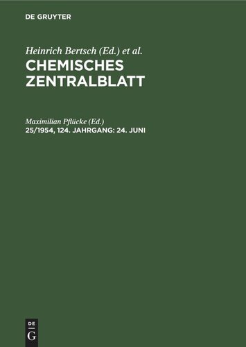 Chemisches Zentralblatt: 25/1954, 124. Jahrgang 24. Juni