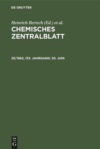 Chemisches Zentralblatt: 25/1962, 133. Jahrgang 20. Juni