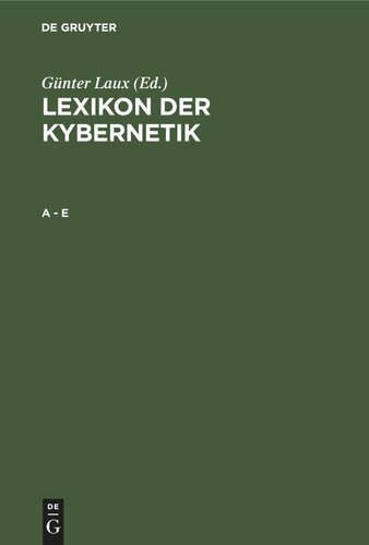 Lexikon der Kybernetik: A - E