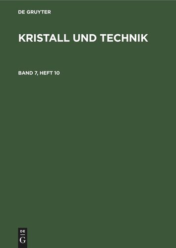 Kristall und Technik: Band 7, Heft 10