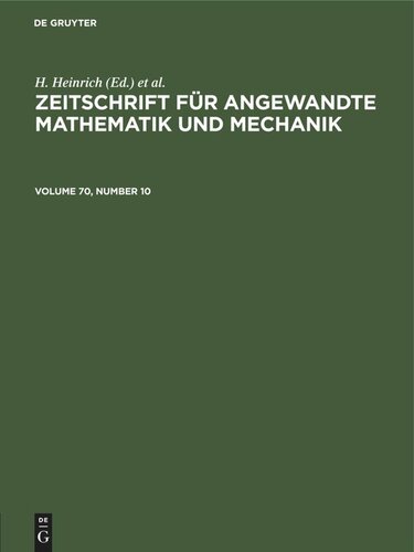 Zeitschrift für Angewandte Mathematik und Mechanik: Volume 70, Number 10