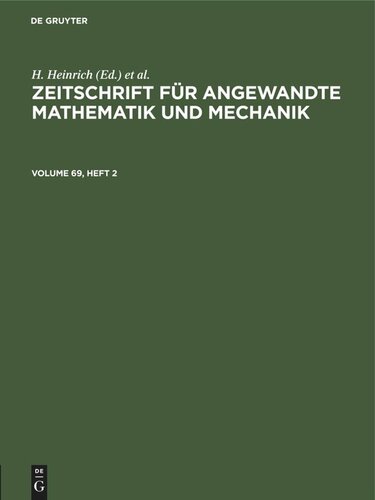 Zeitschrift für Angewandte Mathematik und Mechanik: Volume 69, Heft 2