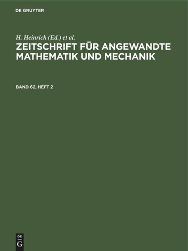 Zeitschrift für Angewandte Mathematik und Mechanik: Band 62, Heft 2