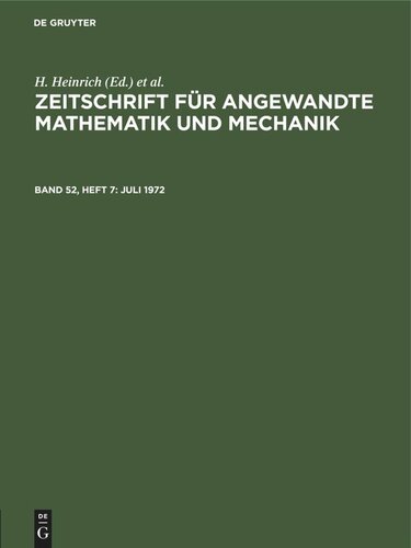 Zeitschrift für Angewandte Mathematik und Mechanik: Band 52, Heft 7 Juli 1972