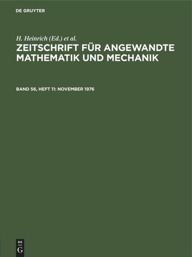 Zeitschrift für Angewandte Mathematik und Mechanik: Band 56, Heft 11 November 1976