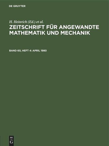 Zeitschrift für Angewandte Mathematik und Mechanik: Band 60, Heft 4 April 1980