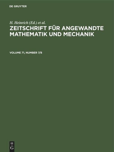 Zeitschrift für Angewandte Mathematik und Mechanik: Volume 71, Number 7/8