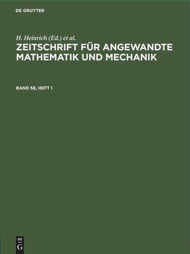 Zeitschrift für Angewandte Mathematik und Mechanik: Band 58, Heft 1