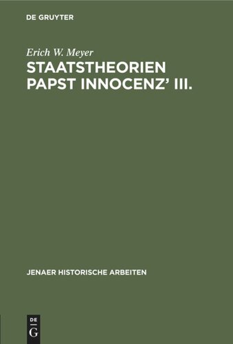 Staatstheorien Papst Innocenz’ III.