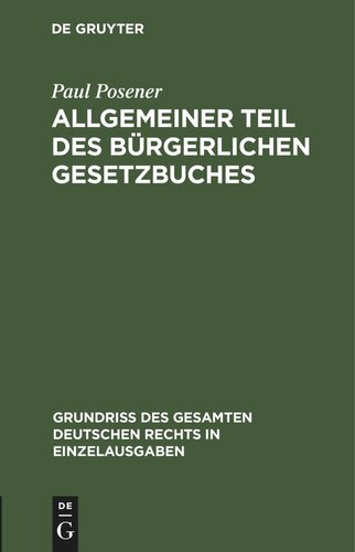 Allgemeiner Teil des Bürgerlichen Gesetzbuches