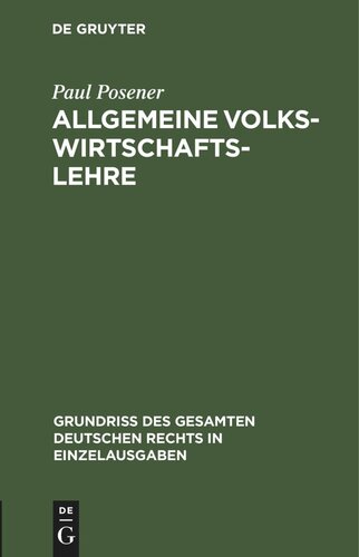 Allgemeine Volkswirtschaftslehre