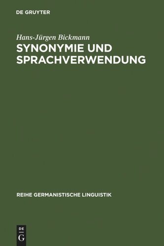 Synonymie und Sprachverwendung: Verfahren zur Ermittlung von Synonymenklassen als kontextbeschränkten Äquivalenzklassen